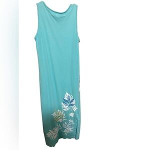 Susan Bristol M Cotton Maxi Dress Jumper Beach Resort Tropical Botanical Boho